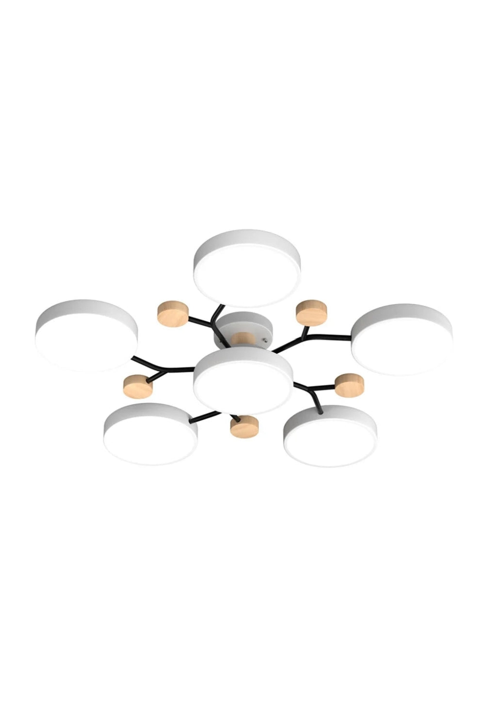 Loftlampe med flere hoveder, skiver og grene i Morandi-farver | Souliia