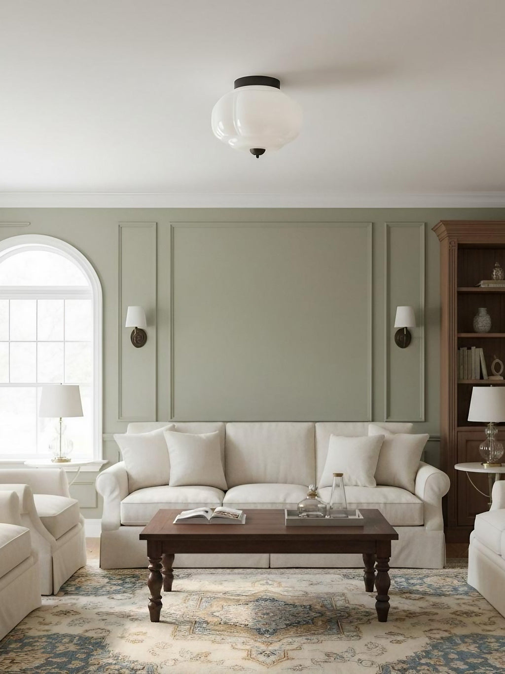 Retro Milk Semi Flush Mount Eloise Ceiling Light | Souliia