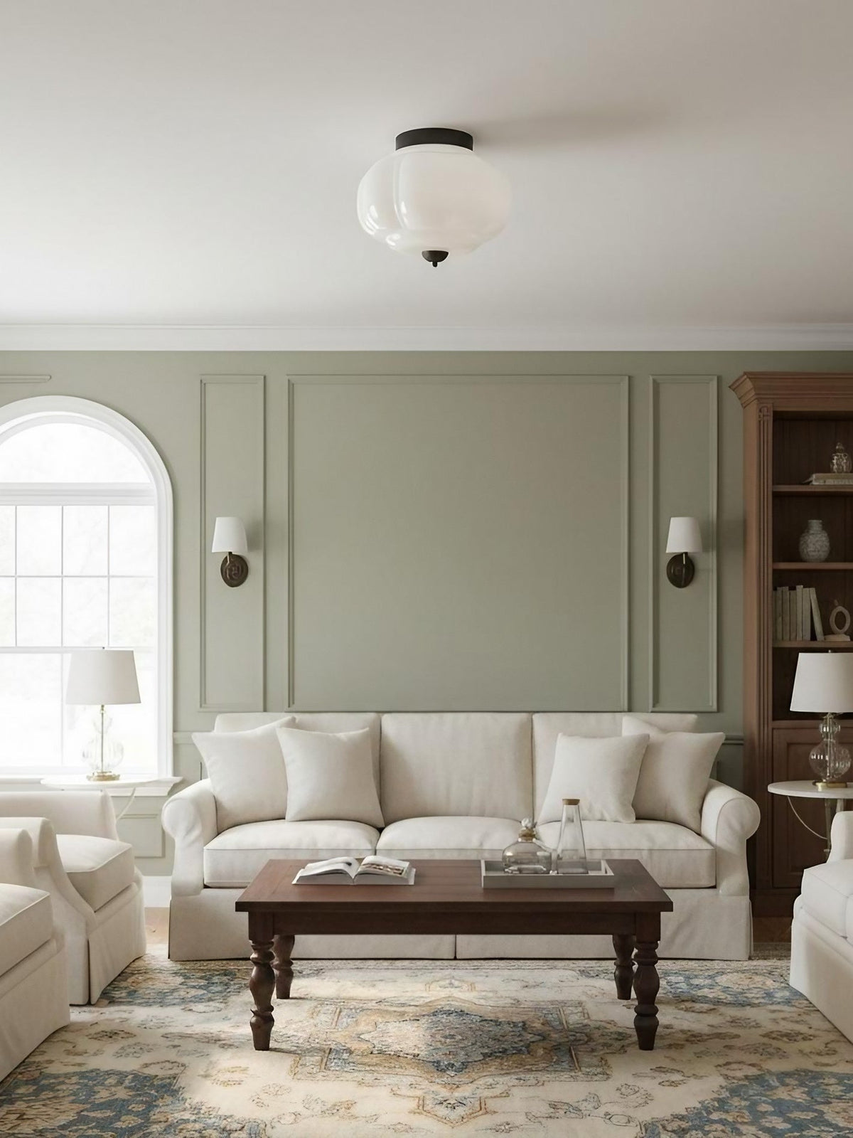 Retro Milk Semi Flush Mount Eloise Ceiling Light | Souliia