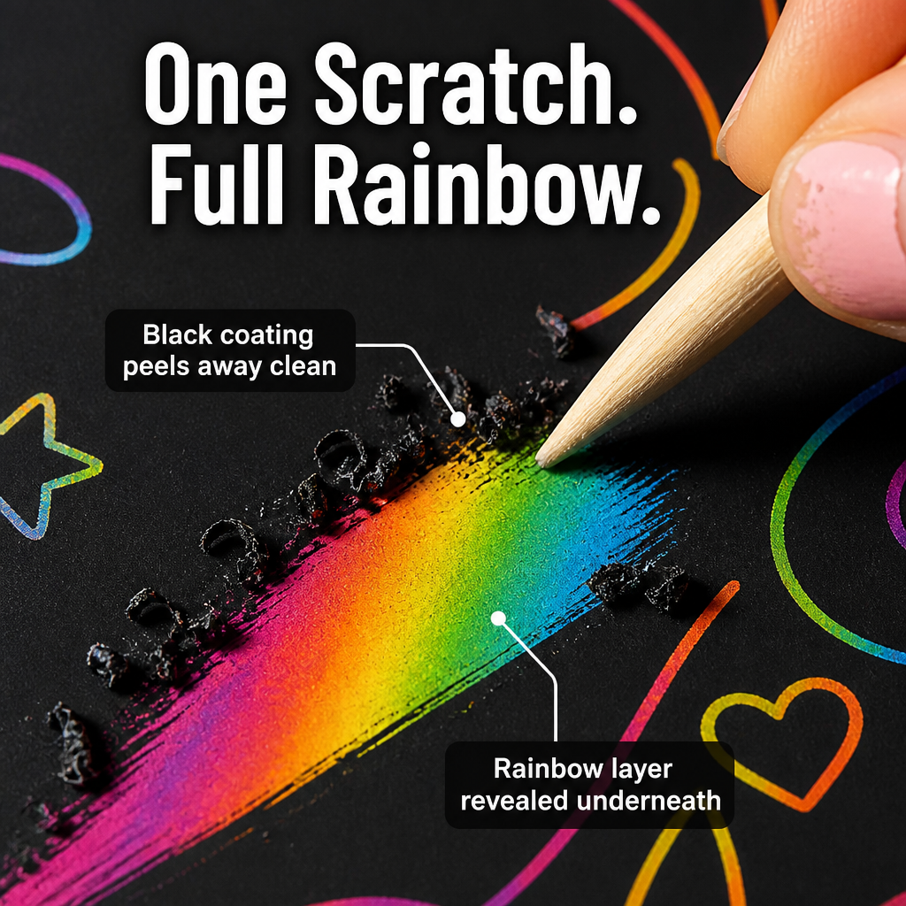 VividDreams Scratch Art Notebook — Trade Screen Time For Quiet, Mess-Free Rainbow Hours - Souliia