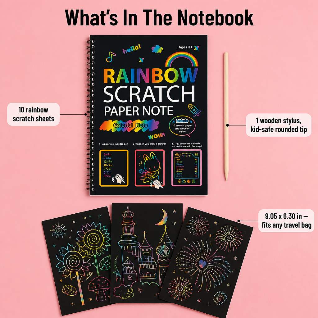 VividDreams Scratch Art Notebook — Trade Screen Time For Quiet, Mess-Free Rainbow Hours - Souliia