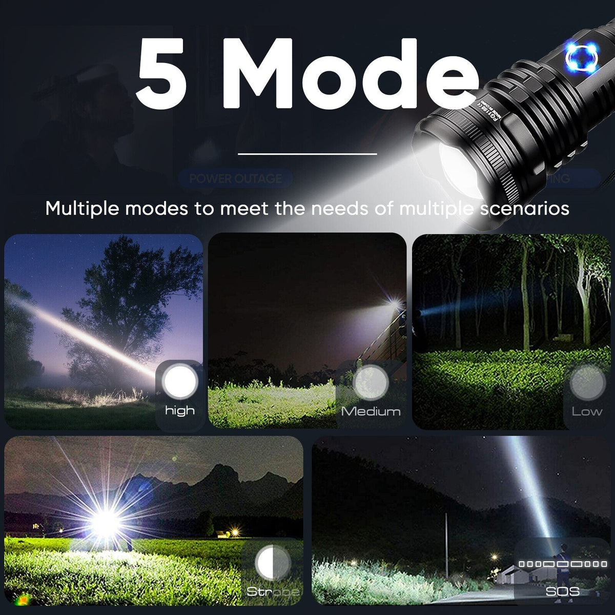 USB Rechargeable Tactical Flashlight with XHP90 LED Technology - Souliia