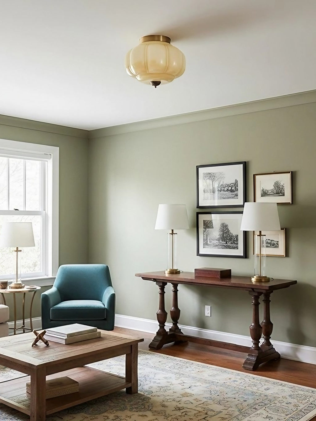 Retro Milk Semi Flush Mount Eloise Ceiling Light | Souliia