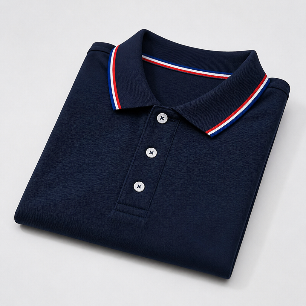ValorCore – Knitterfreies klassisches Poloshirt-Set mit charakteristischem gestreiftem Kragen – Souliia