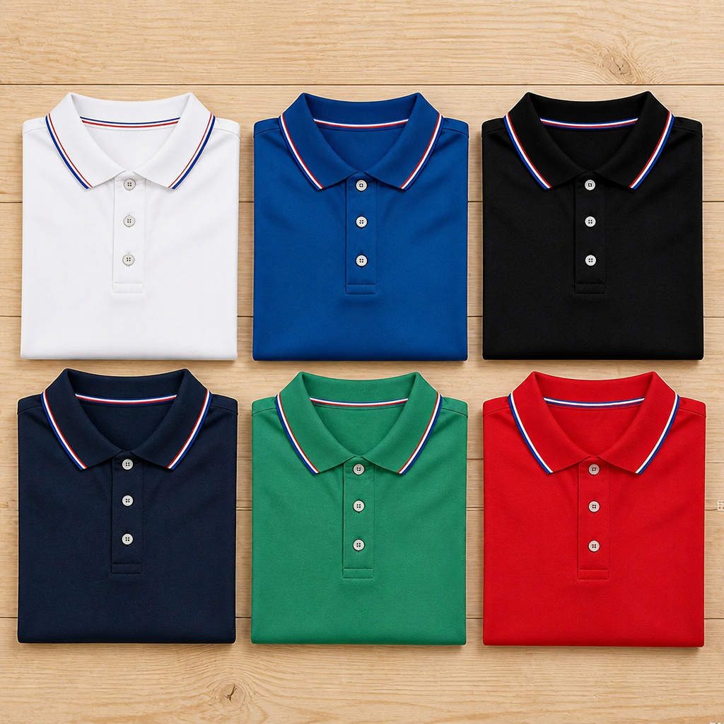 ValorCore – Knitterfreies klassisches Poloshirt-Set mit charakteristischem gestreiftem Kragen – Souliia