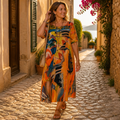 ZephyraWave – Robe d'été fluide à imprimé abstrait bohème - Souliia