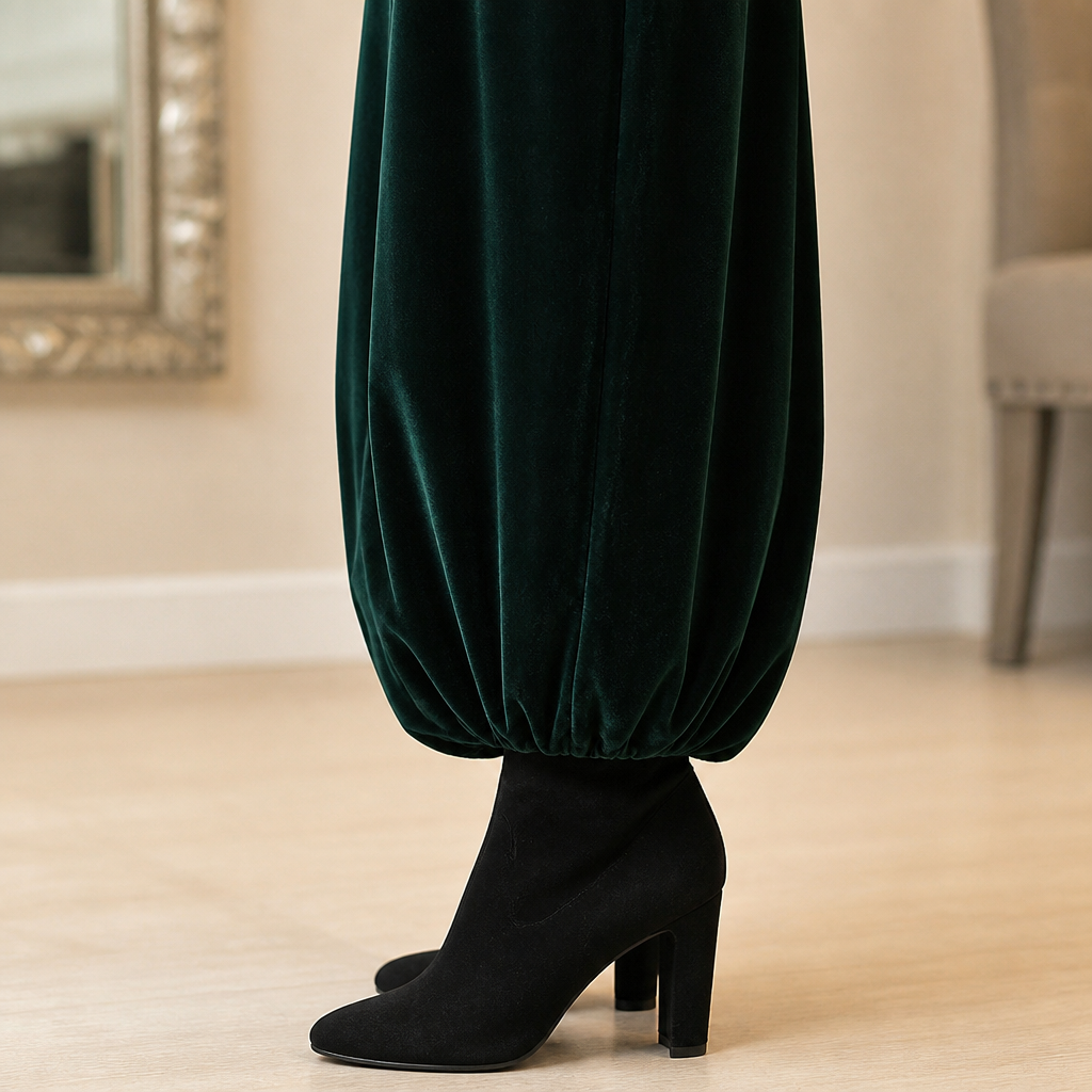 VioraForm – Velvet Mock-Neck Cocoon Maxi Dress with Side Pockets - Souliia
