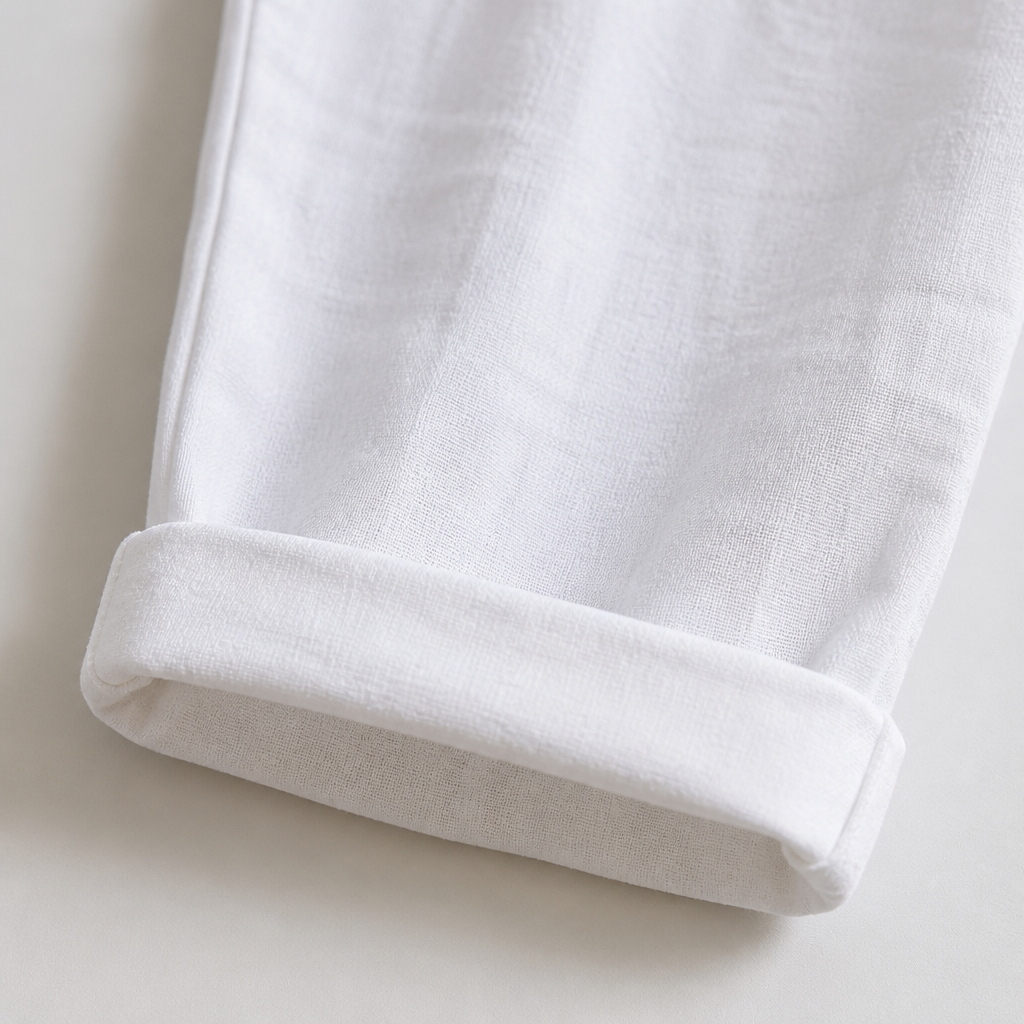 VelouraFlex – Breezy Cotton-Linen Drawstring Pants with Tapered Cuffed Hem - Souliia