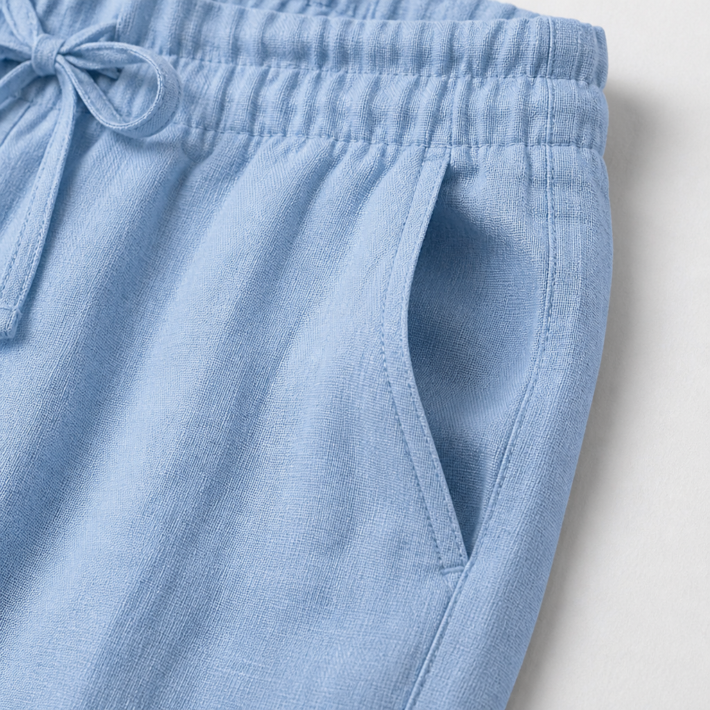 VelouraFlex – Breezy Cotton-Linen Drawstring Pants with Tapered Cuffed Hem - Souliia
