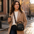 VieraBelle – Structured Mini Crossbody Bag with Statement Patterned Strap - Souliia