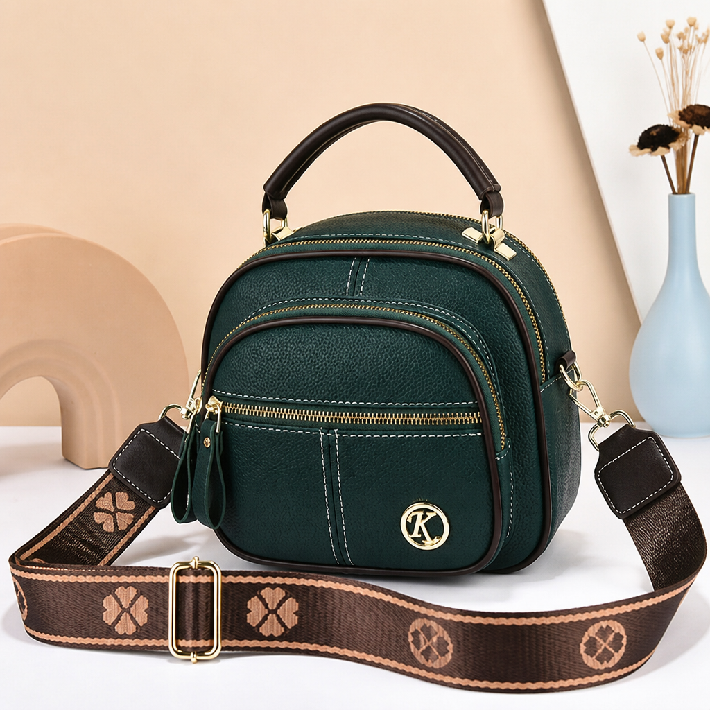 VieraBelle – Structured Mini Crossbody Bag with Statement Patterned Strap - Souliia