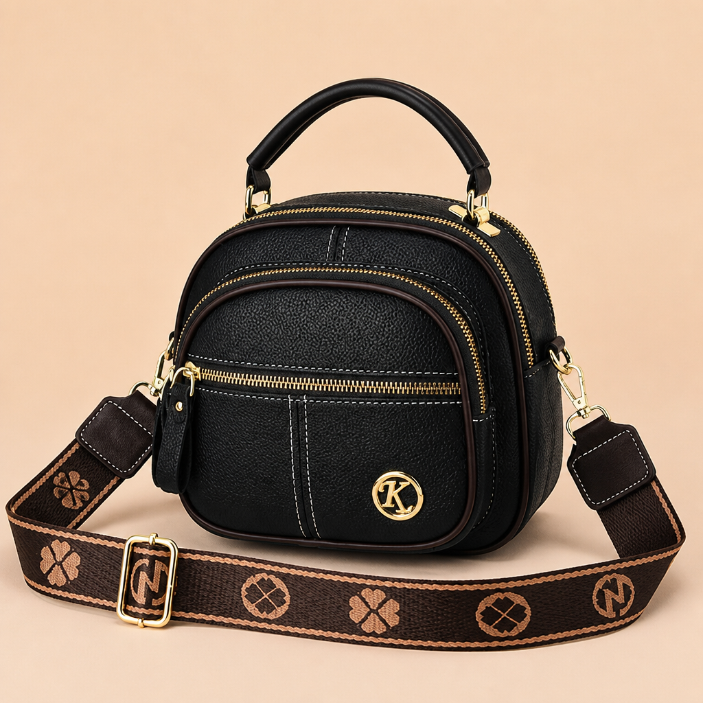 VieraBelle – Structured Mini Crossbody Bag with Statement Patterned Strap - Souliia