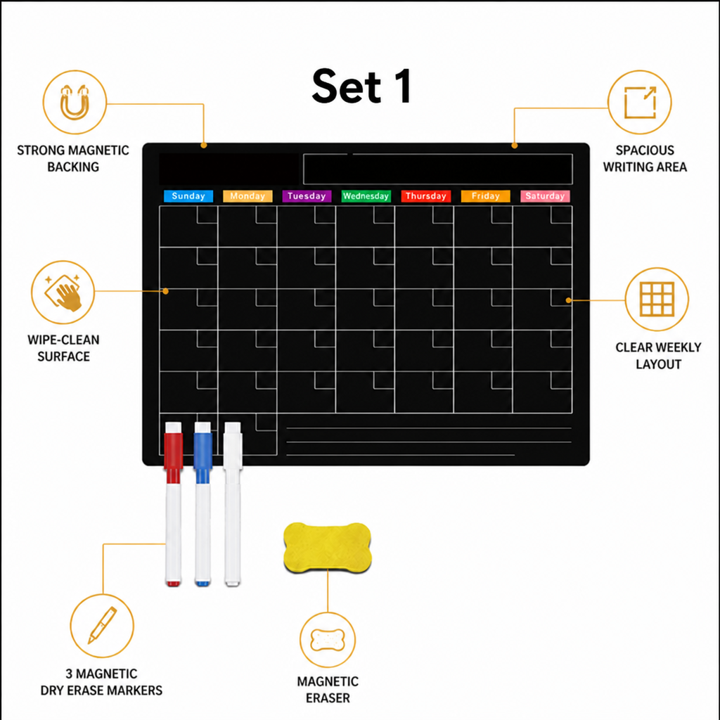 VibranceFlow Magnetic Calendar Set — Command Your Family’s Chaos with Colorful Clarity and Stress-Free Control - Souliia